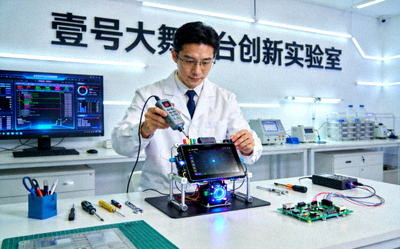 壹号大舞台创新实验室，工程师正在测试新的互动娱乐原型